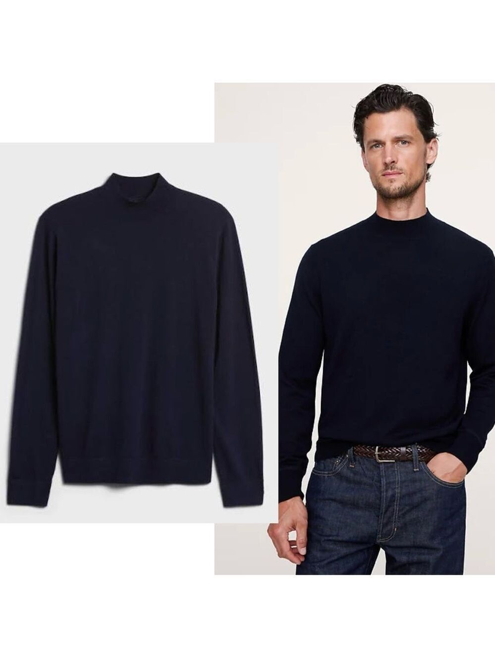 Banana republic men’s navy blue Merino wool sweater Sz L tall